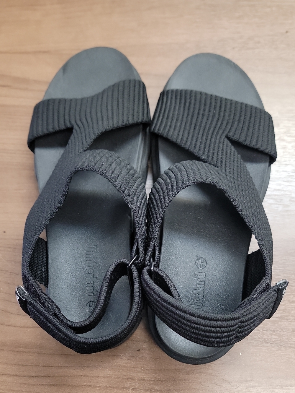 Timberland Women's Black Ribbed Strap Comfort Sandals
